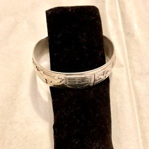 Sterling Silver carved cuff bangle